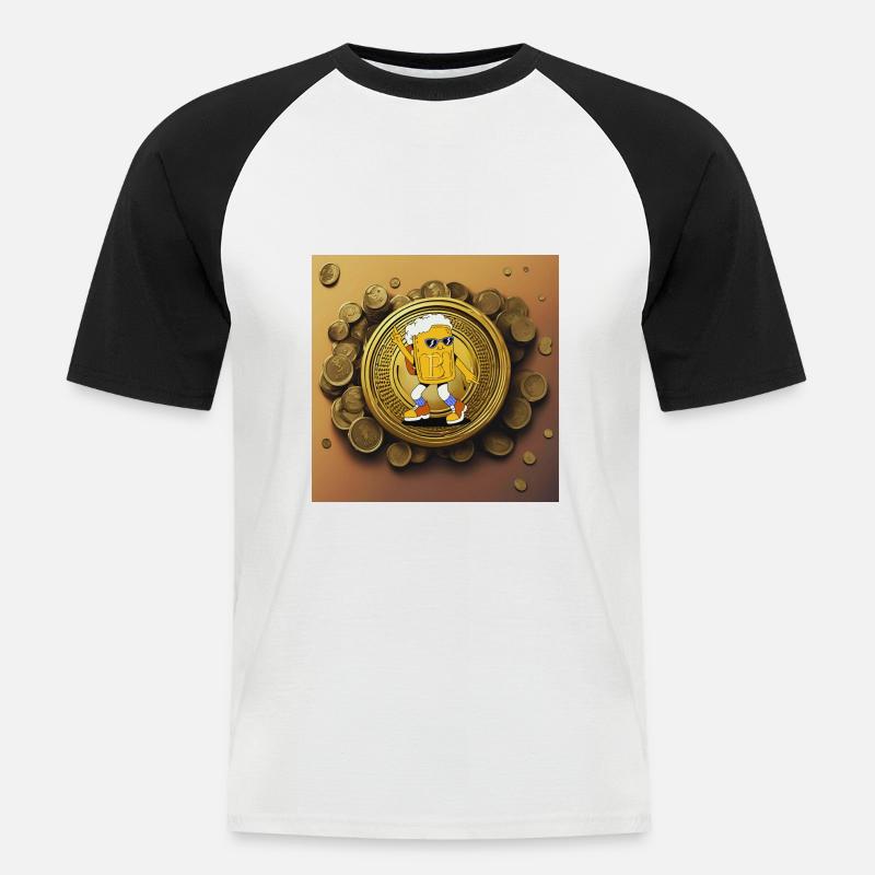Dancing Beerman - Männer Baseball-T-Shirt - Weiß/Schwarz