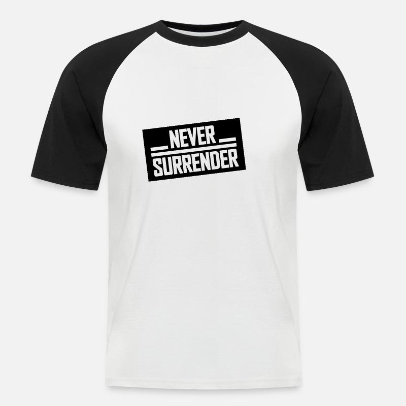 Never Surrender - Männer Baseball-T-Shirt - Weiß/Schwarz