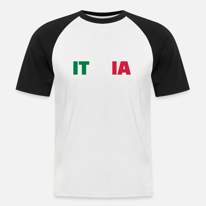 Italien - Männer Baseball-T-Shirt - Weiß/Schwarz