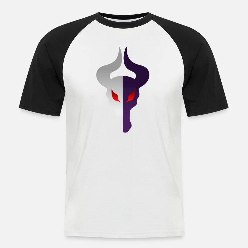 Doppelseitiger Drachenkopf - Männer Baseball-T-Shirt - Weiß/Schwarz