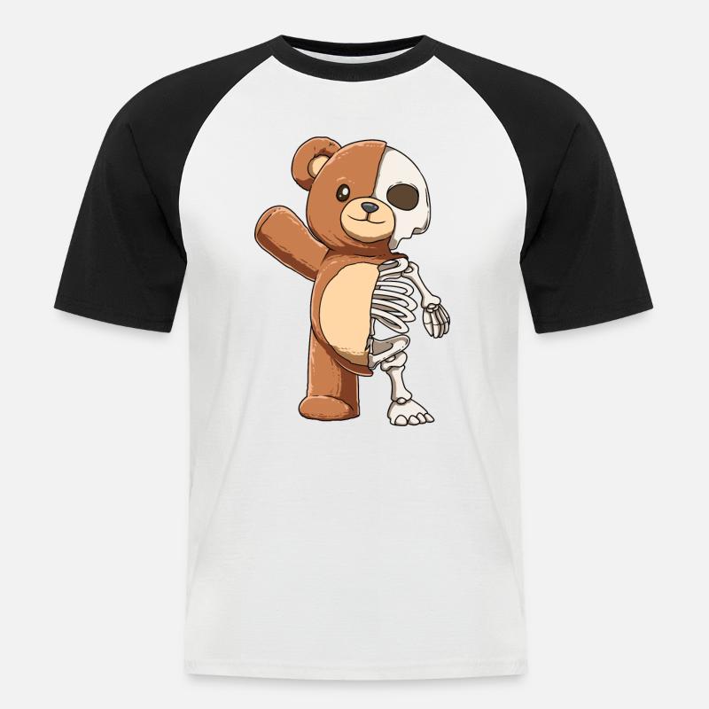 Orso Scheletro Anatomia Orsi per un orso - Maglia da baseball a manica corta da uomo - bianco/nero