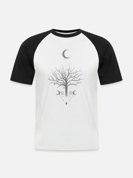 Occult Moon Tree Dark Autumn - Men's Baseball T-Shirt - white/black