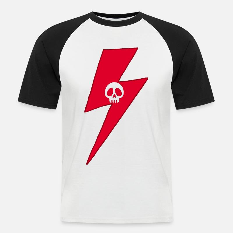 Red Skull Blitz - Männer Baseball-T-Shirt - Weiß/Schwarz