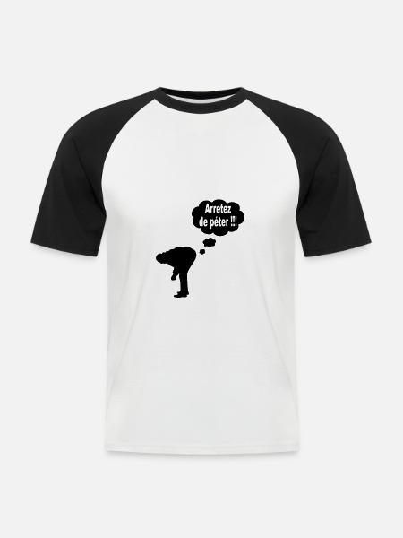 humour écolo - T-shirt baseball manches courtes Homme - blanc/noir
