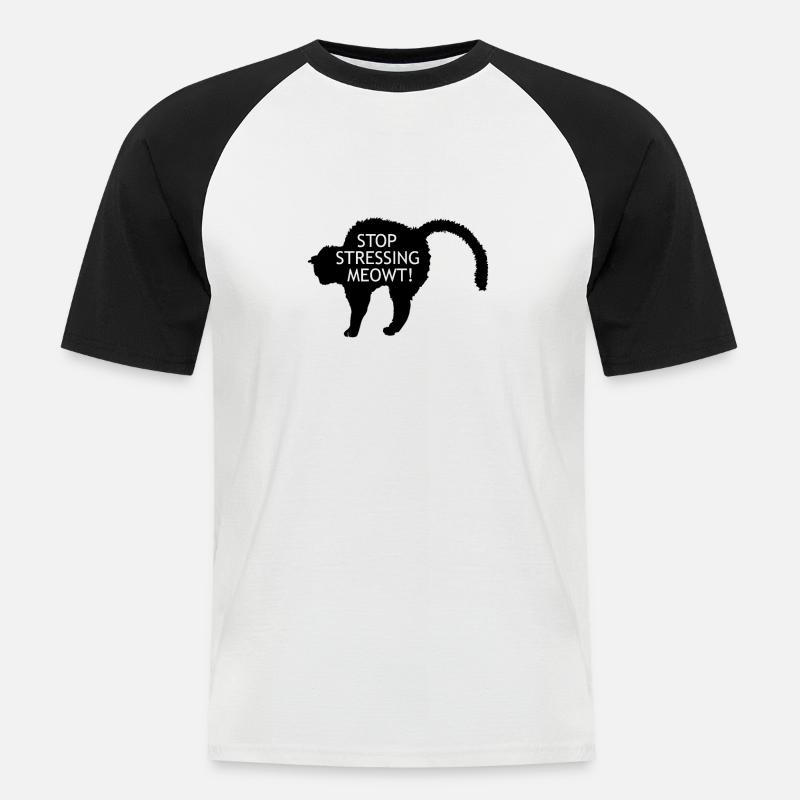 Gestresste Katze - Katzendesign Geschenkidee - Männer Baseball-T-Shirt - Weiß/Schwarz