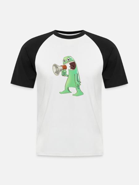 Schreiendes Alien - Männer Baseball-T-Shirt - Weiß/Schwarz