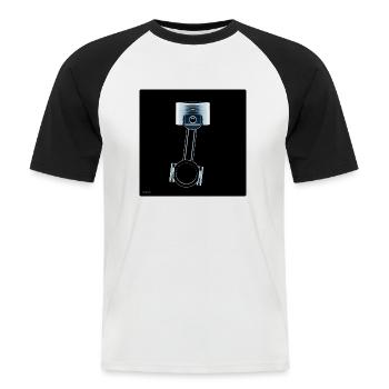Piston radio - T-shirt baseball manches courtes Homme - blanc/noir - Devant - Nik (191cm)