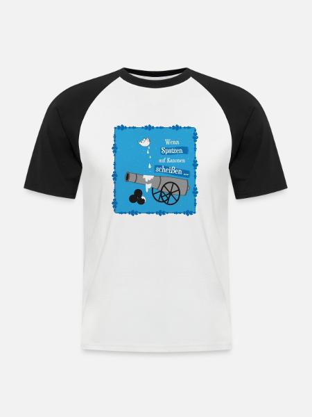 Anti Krieg Spatzen Kanone - Männer Baseball-T-Shirt - Weiß/Schwarz