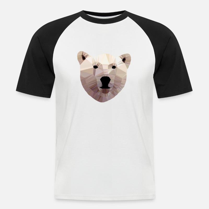 Eisbär Kopf Polygon - Männer Baseball-T-Shirt - Weiß/Schwarz