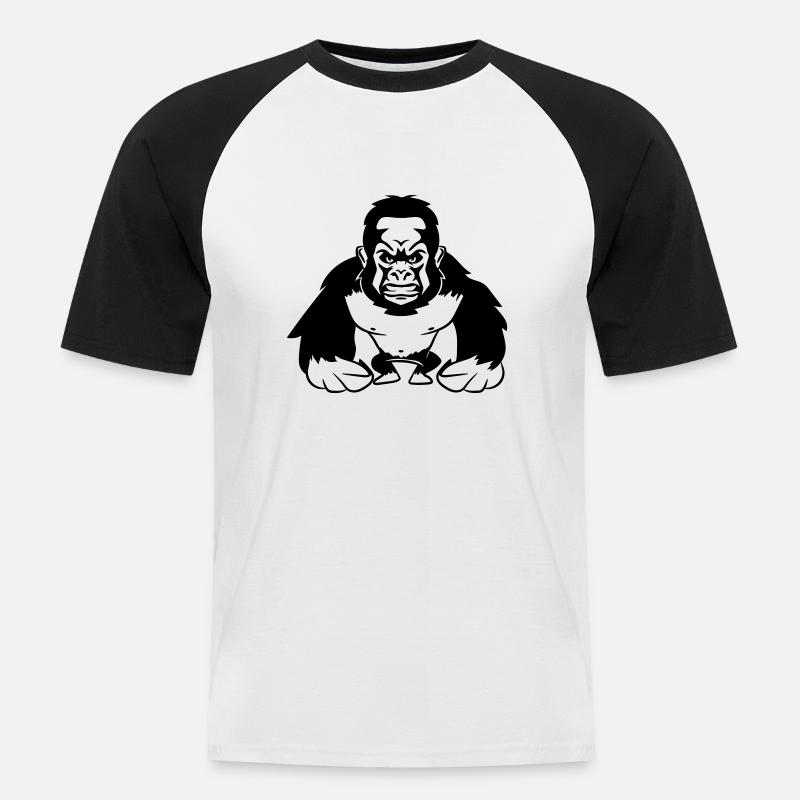 Gorilla agro cool affe - Männer Baseball-T-Shirt - Weiß/Schwarz