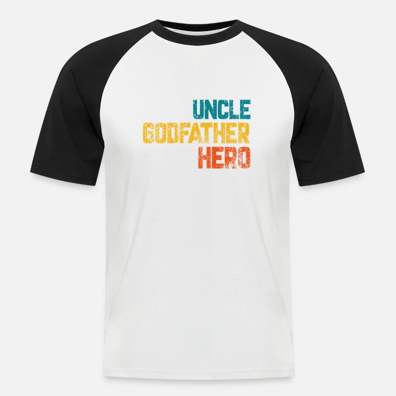 UNCLE DODFATHER HERO Geschenk - Männer Baseball-T-Shirt - Weiß/Schwarz