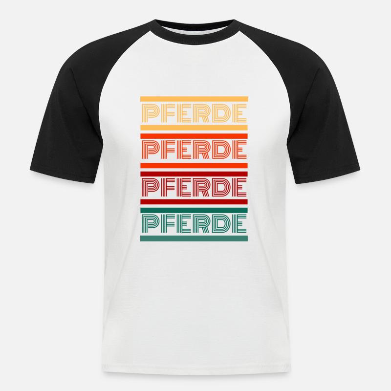 Pferde Pferde Pferde (Design 1) - Männer Baseball-T-Shirt - Weiß/Schwarz