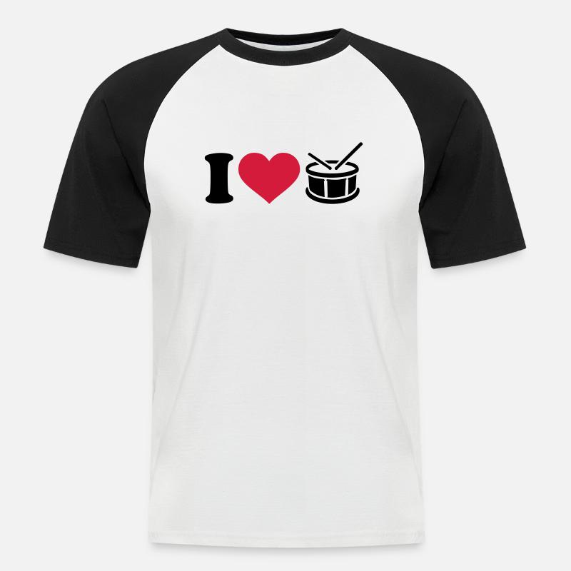 Trommel - Männer Baseball-T-Shirt - Weiß/Schwarz