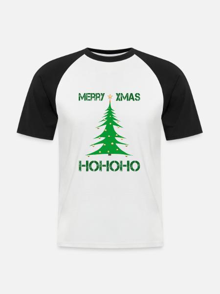 Joyeux Noël - T-shirt baseball manches courtes Homme - blanc/noir