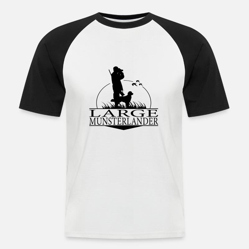 LARGE MUNSTERLANDER Jagdhunde Jagd Wilsigns - Männer Baseball-T-Shirt - Weiß/Schwarz