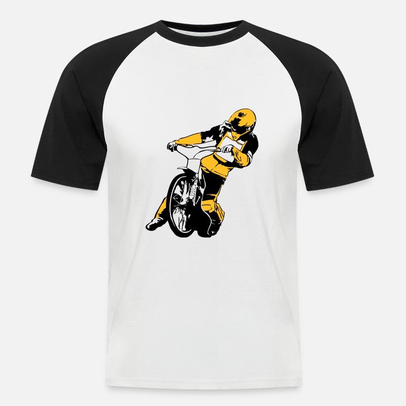 Speedway Racing - Männer Baseball-T-Shirt - Weiß/Schwarz