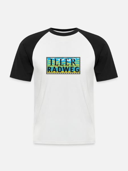 Iller-Radweg - Männer Baseball-T-Shirt - Weiß/Schwarz