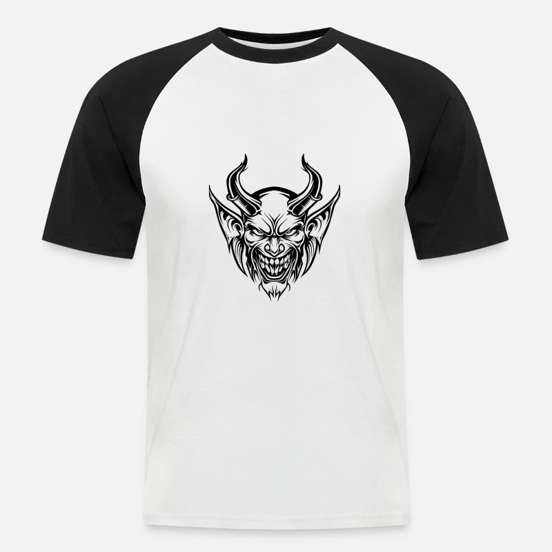 Teufel Dämon Satan - Männer Baseball-T-Shirt - Weiß/Schwarz