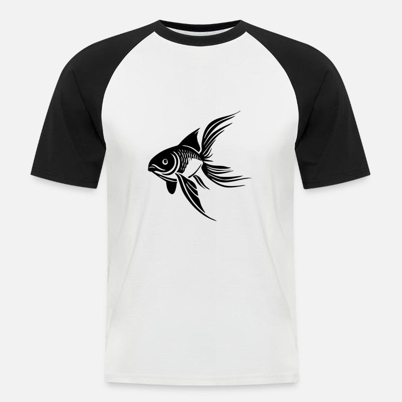 Fisch - Männer Baseball-T-Shirt - Weiß/Schwarz