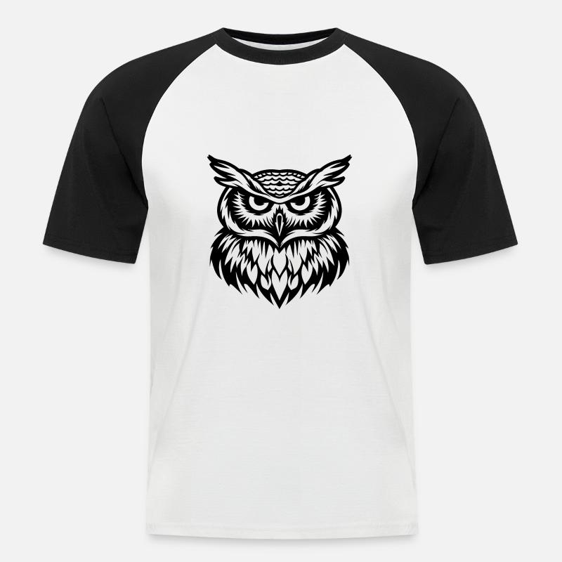 Eule Eulen Vogel - Männer Baseball-T-Shirt - Weiß/Schwarz