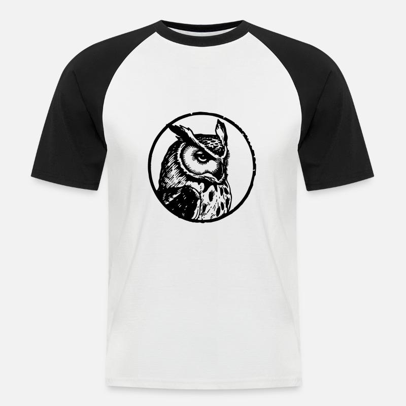 Eule Eulen Vogel - Männer Baseball-T-Shirt - Weiß/Schwarz