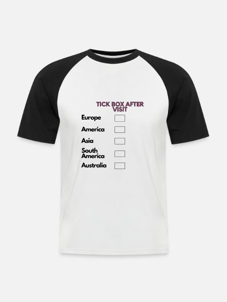 Checklist Kontinente - Männer Baseball-T-Shirt - Weiß/Schwarz