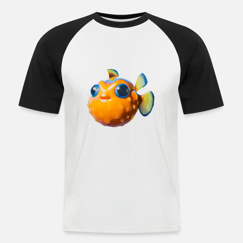 Süßer Kugelfisch - Männer Baseball-T-Shirt - Weiß/Schwarz