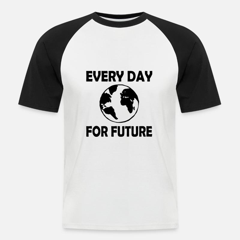 Every day for future - Männer Baseball-T-Shirt - Weiß/Schwarz