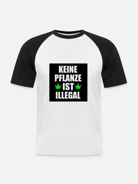 keine pflanze ist illegal - Männer Baseball-T-Shirt - Weiß/Schwarz