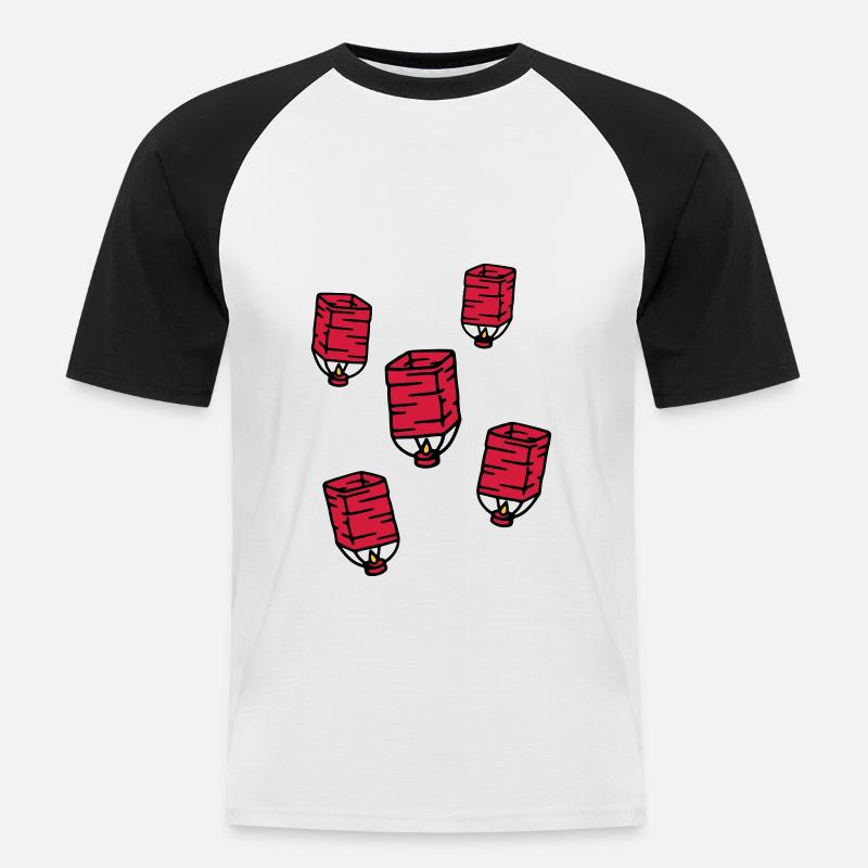 Himmelslaterne Chinesisches Lampion Sky lantern - Männer Baseball-T-Shirt - Weiß/Schwarz