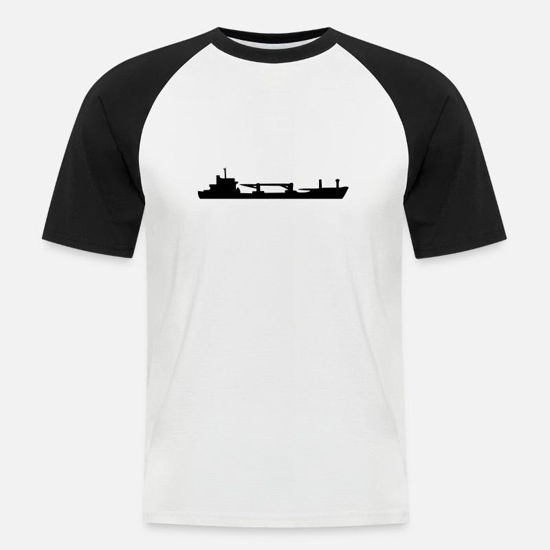 Frachtschiff, Cargo Ship - Männer Baseball-T-Shirt - Weiß/Schwarz