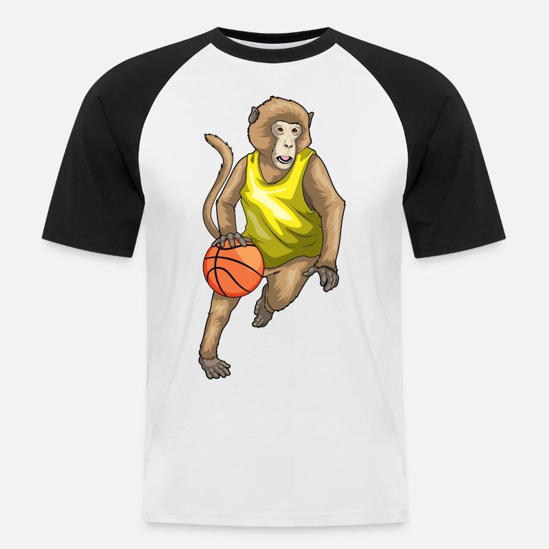 Singe Basketteur Basketteur - T-shirt baseball manches courtes Homme - blanc/noir