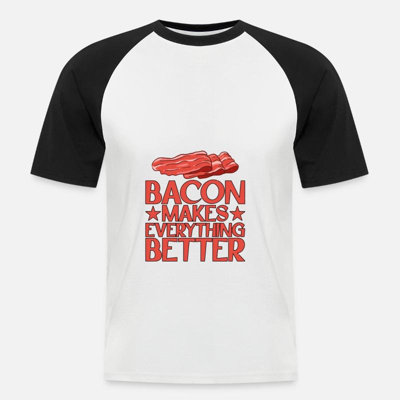 Bacon Makes Everything Better 13 - Männer Baseball-T-Shirt - Weiß/Schwarz