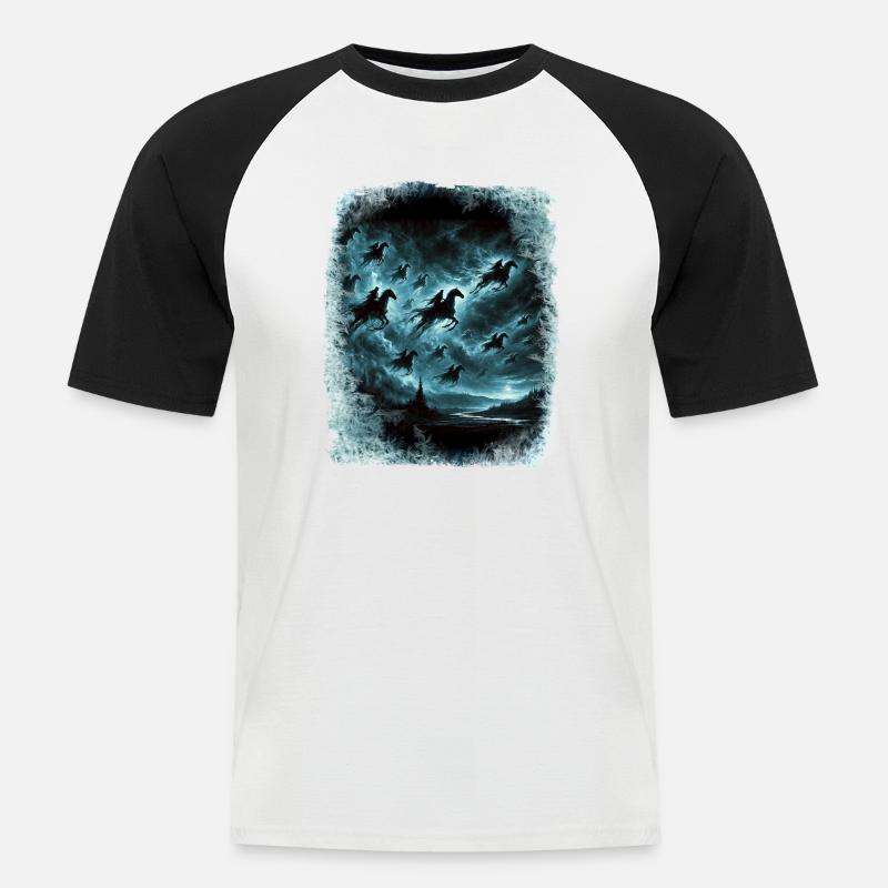 Wilde Jagd durchquert den Himmel - Männer Baseball-T-Shirt - Weiß/Schwarz