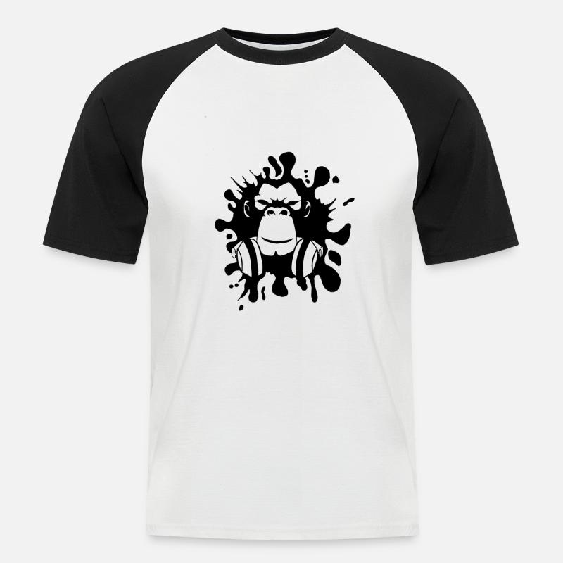 Gorilla - Männer Baseball-T-Shirt - Weiß/Schwarz