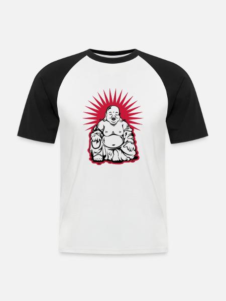 buddha - Männer Baseball-T-Shirt - Weiß/Schwarz