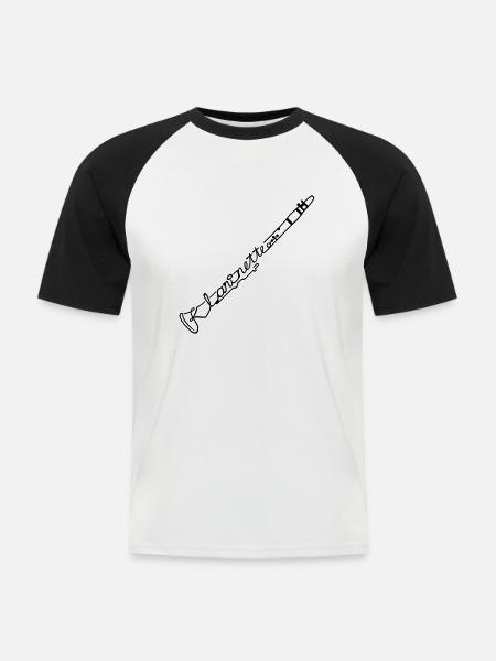 klarinette - Männer Baseball-T-Shirt - Weiß/Schwarz