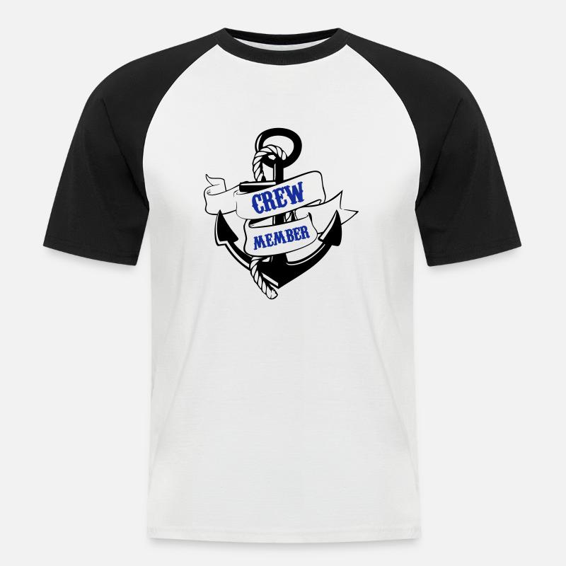 crew member anker 02 - Männer Baseball-T-Shirt - Weiß/Schwarz