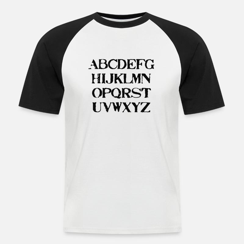 ABC Geschenkidee Alphabet Buchstaben - Männer Baseball-T-Shirt - Weiß/Schwarz