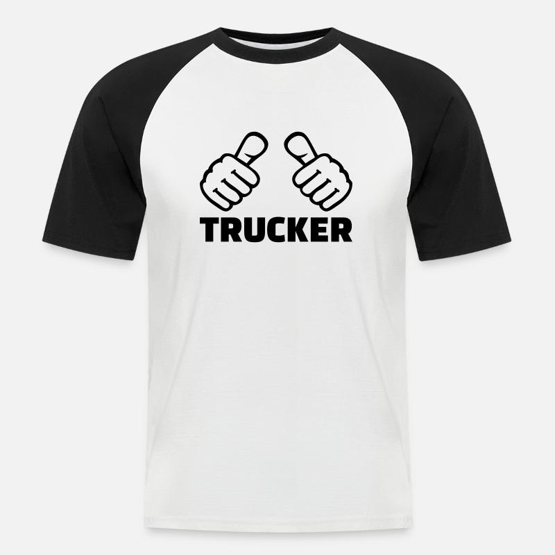 Trucker - Männer Baseball-T-Shirt - Weiß/Schwarz