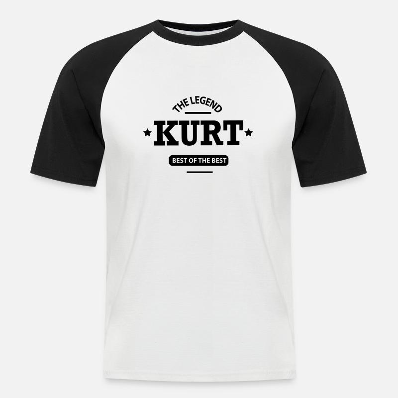 kurt - Männer Baseball-T-Shirt - Weiß/Schwarz