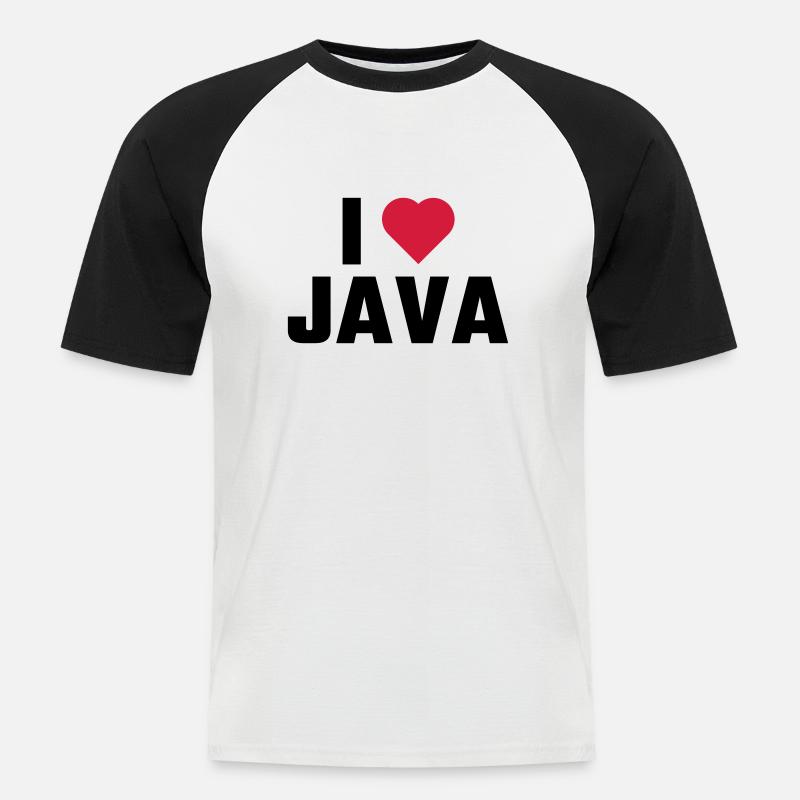 Ich liebe Java - Männer Baseball-T-Shirt - Weiß/Schwarz