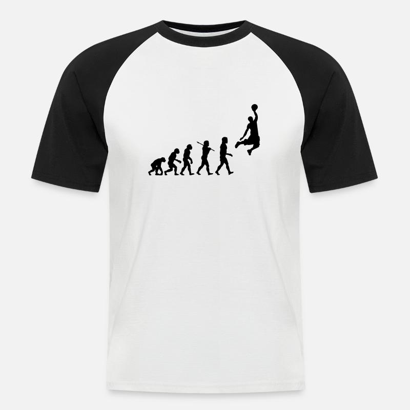 Basketball Dunk Evolution - Männer Baseball-T-Shirt - Weiß/Schwarz
