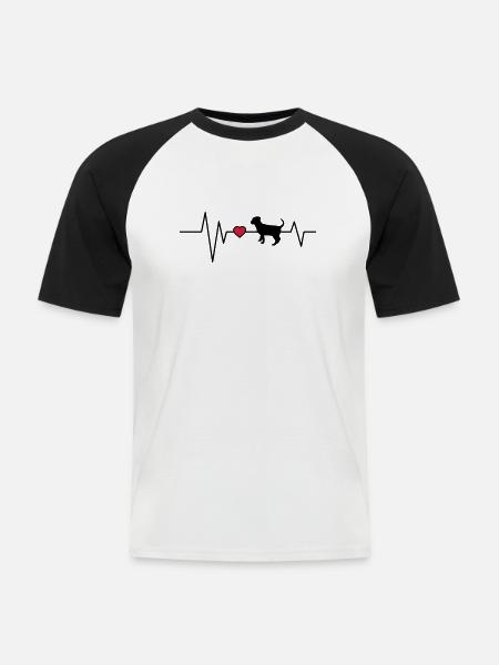 Heartbeat Dog Pup - Men's Baseball T-Shirt - white/black
