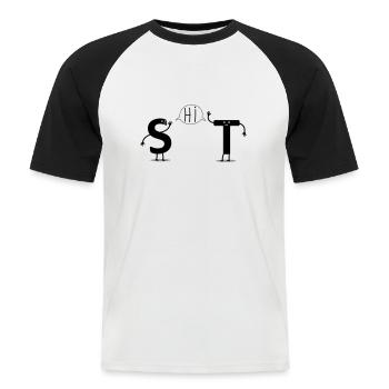 shit - Men's Baseball T-Shirt - white/black - Front - Nik (191cm)