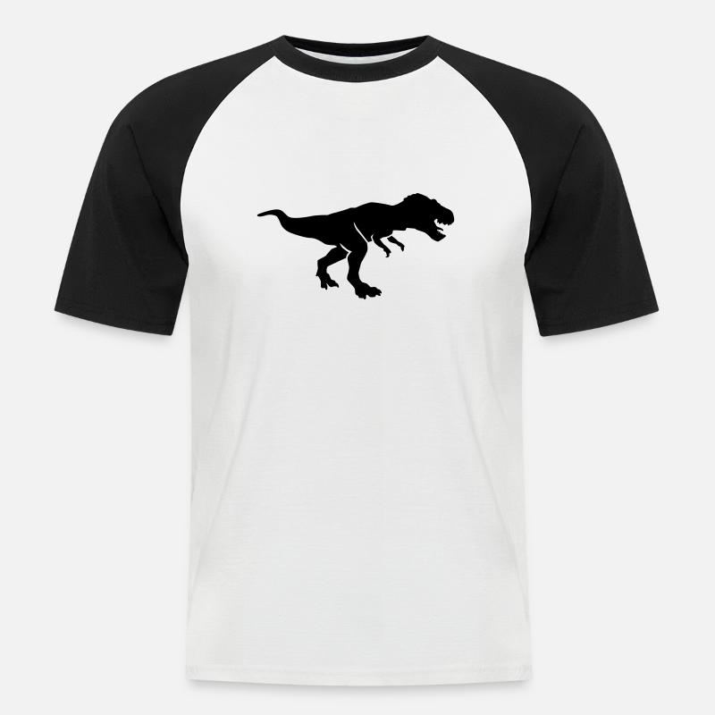 T-Rex - Männer Baseball-T-Shirt - Weiß/Schwarz