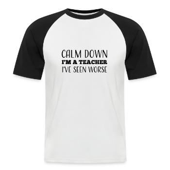 Lehrer - Männer Baseball-T-Shirt - Weiß/Schwarz - Vorne - Nik (191cm)