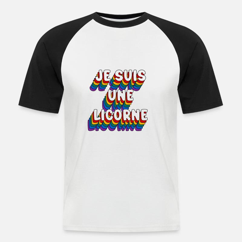 ICH BIN EIN EINHORN - Männer Baseball-T-Shirt - Weiß/Schwarz