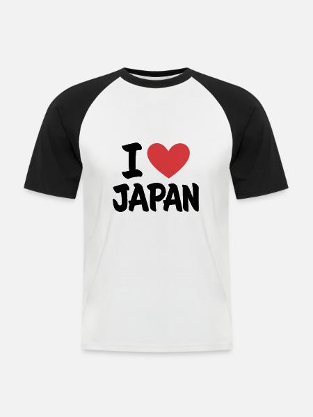 Ich liebe Japan Logo - Männer Baseball-T-Shirt - Weiß/Schwarz