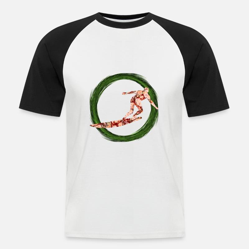 surfer e 214 - Männer Baseball-T-Shirt - Weiß/Schwarz
